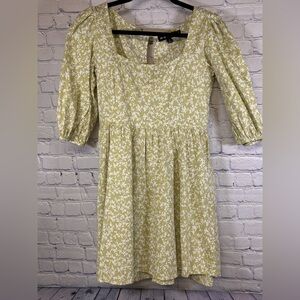Motel Rocks Kezie Light Green Ditzy Floral Cottagecore Babydoll Mini Dress S